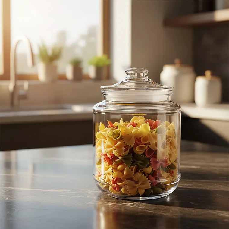 Frasco de vidrio 1300ml con tapa para cocina 4