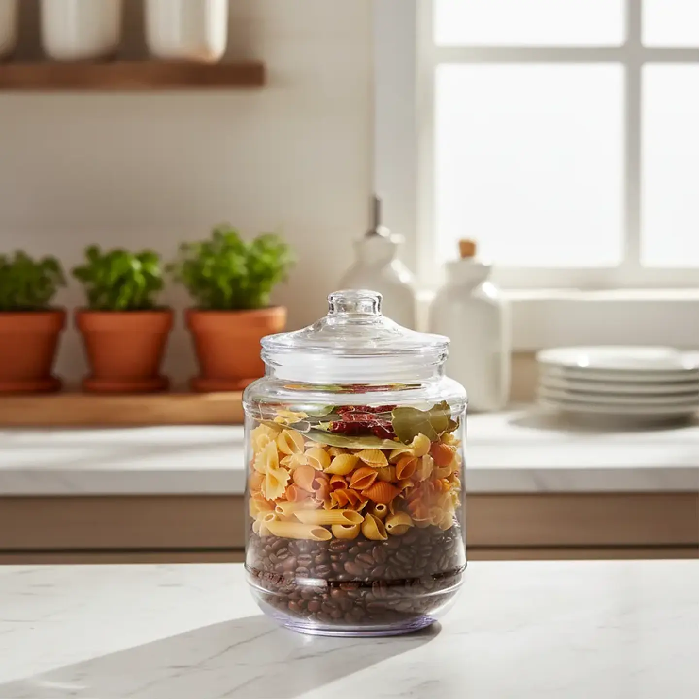 Frasco de vidrio 1300ml con tapa para cocina 5