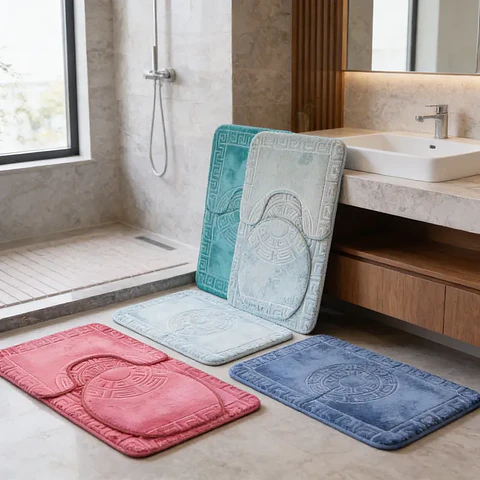 Set Alfombra Baño 3 Piezas 50x80cm Rectangular