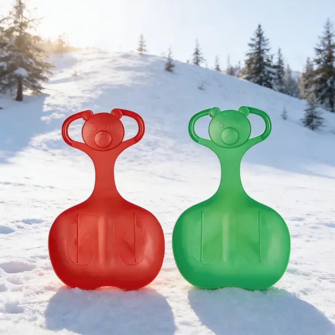 Trineo Para Nieve Infantil Diseño Oso Con Asa Resistente 4