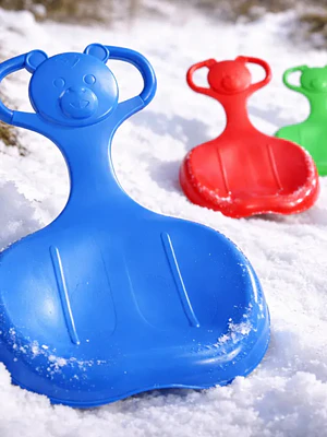Trineo Para Nieve Infantil Diseño Oso Con Asa Resistente