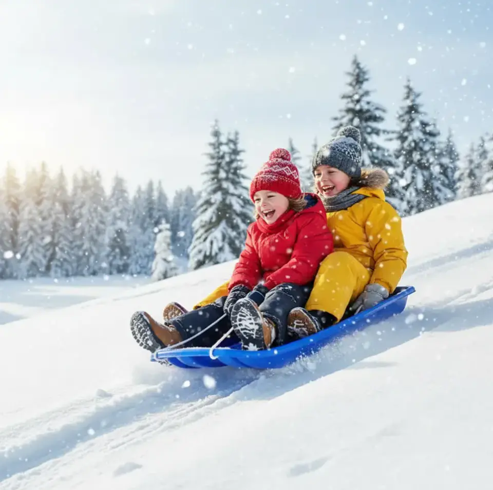Trineo de Nieve Plástico 88cm con Manillas y Cuerda 4