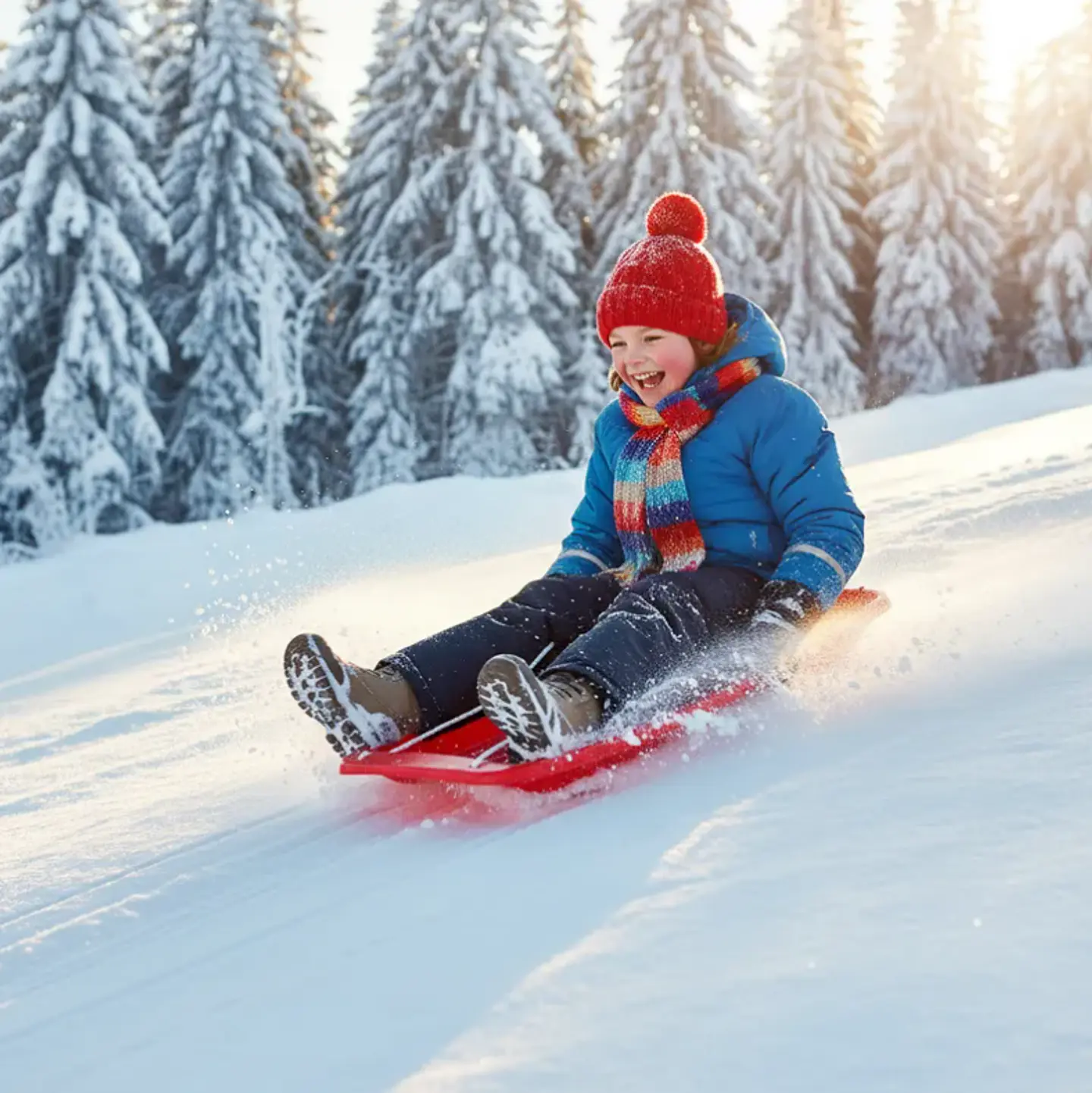 Trineo de Nieve Plástico 88cm con Manillas y Cuerda 3