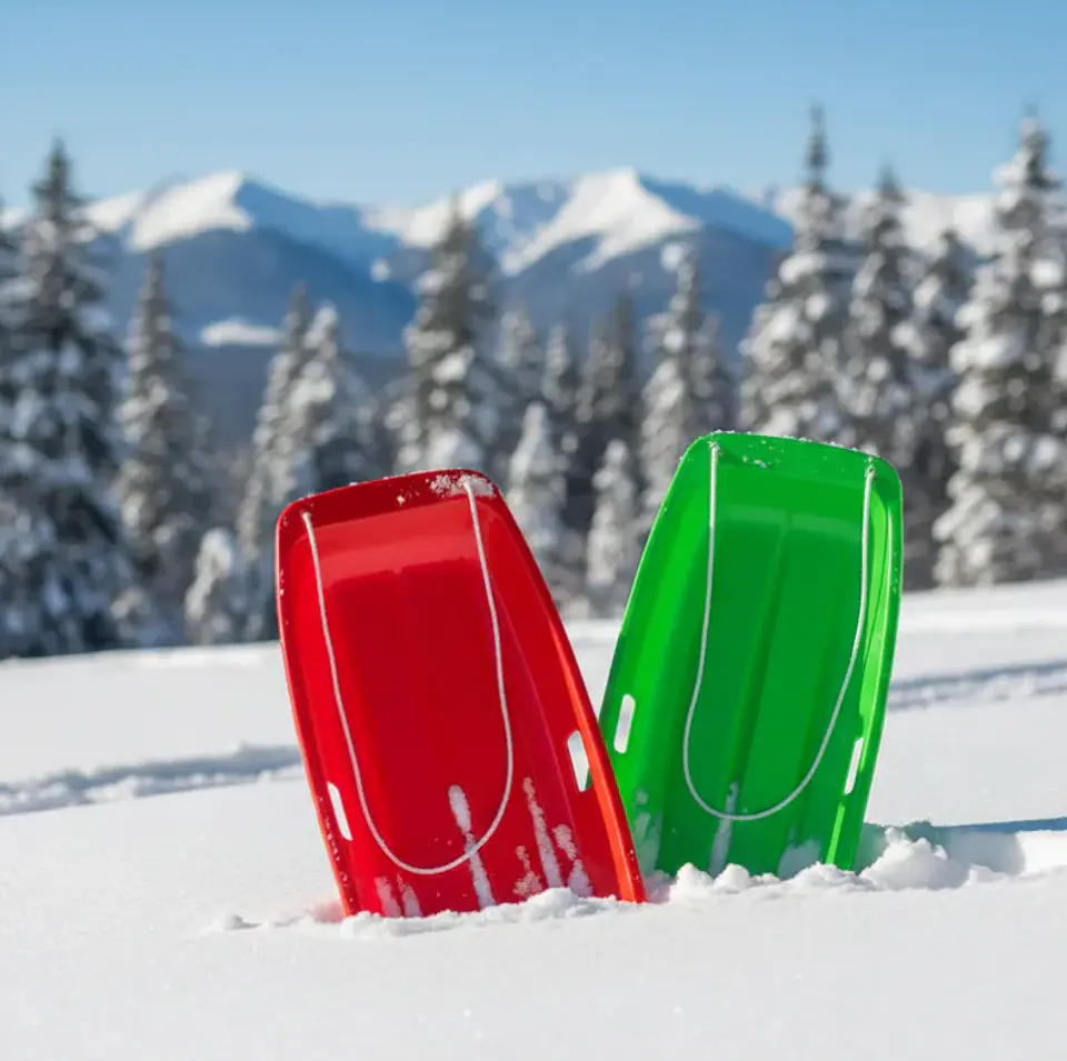 Trineo de Nieve Plástico 88cm con Manillas y Cuerda 1