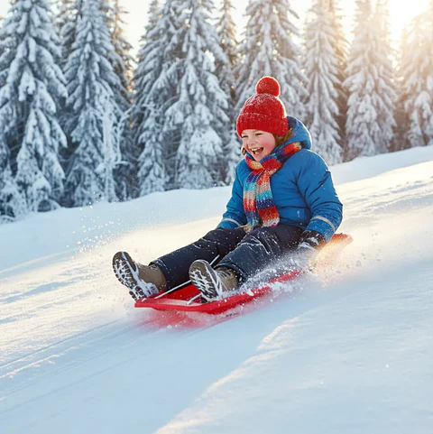 Trineo De Nieve Plástico Para Niños 64.5cm Con Cuerda