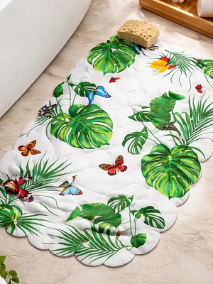 Alfombra Antideslizante para Baño 35x65cm Diseño Hojas