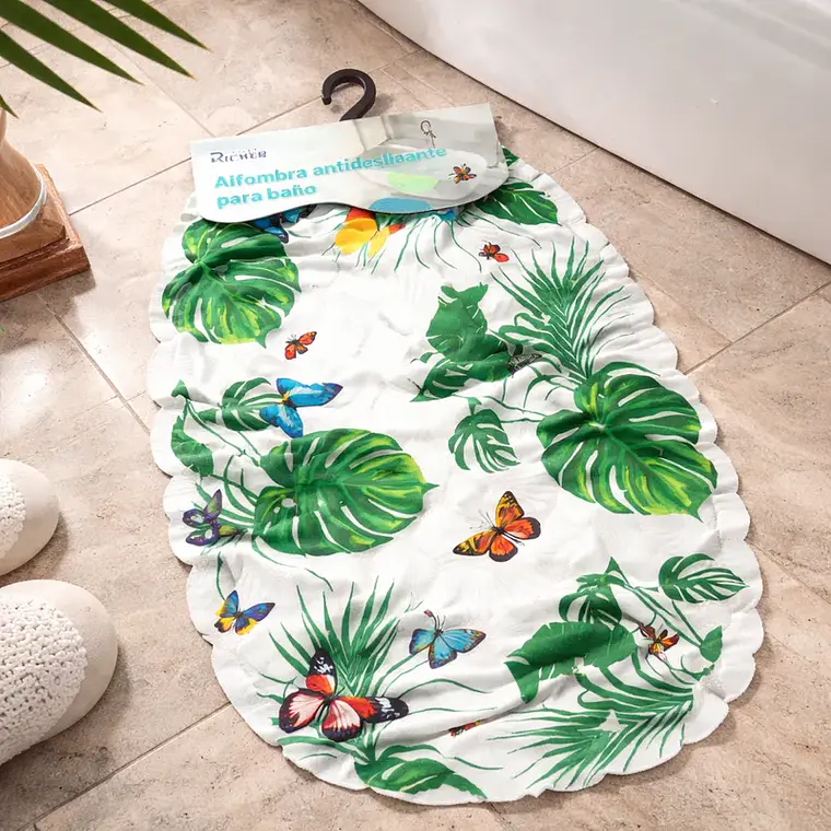 Alfombra Antideslizante para Baño 35x65cm Diseño Hojas 3