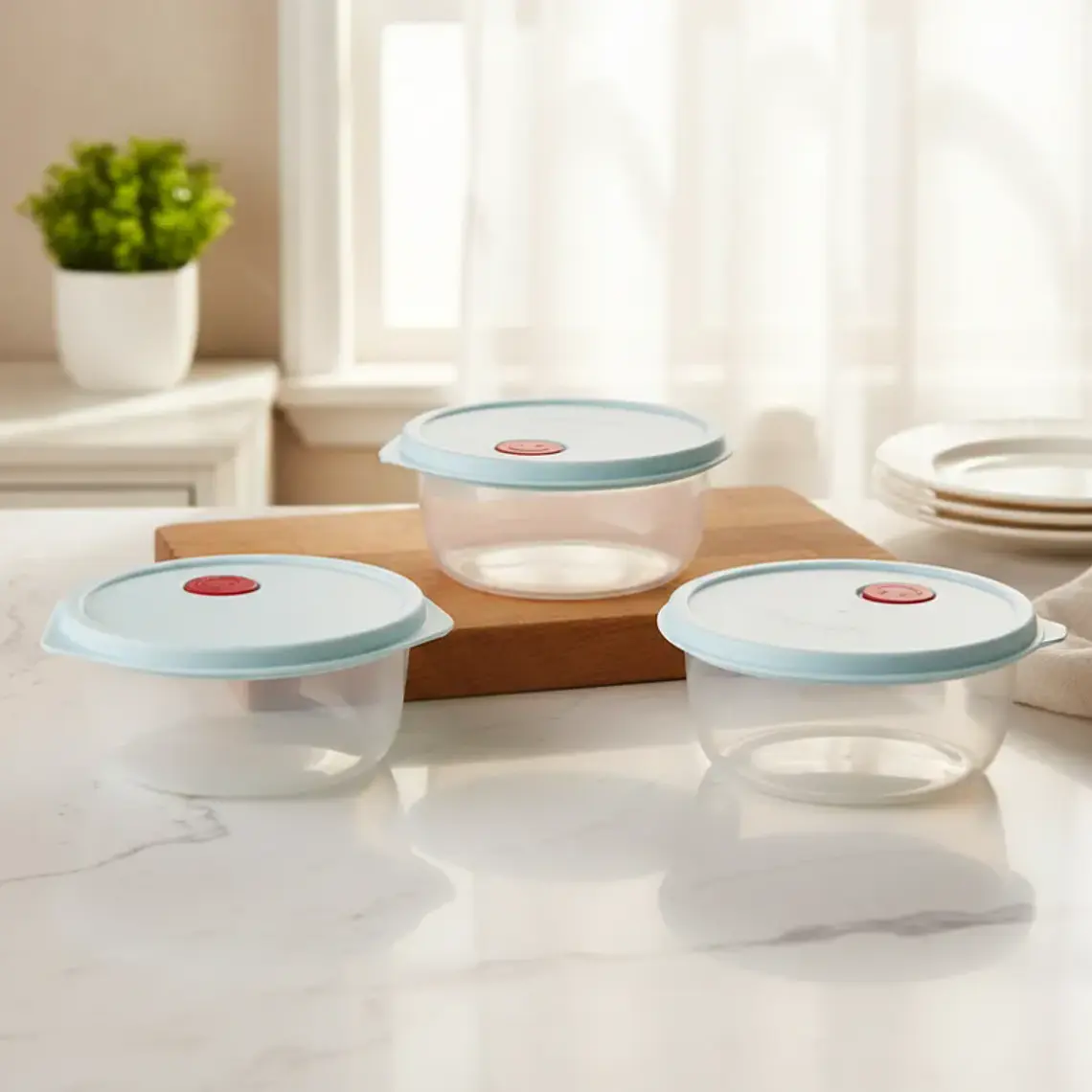 Set Pote Contenedor De Alimentos Redondo 3pcs 5