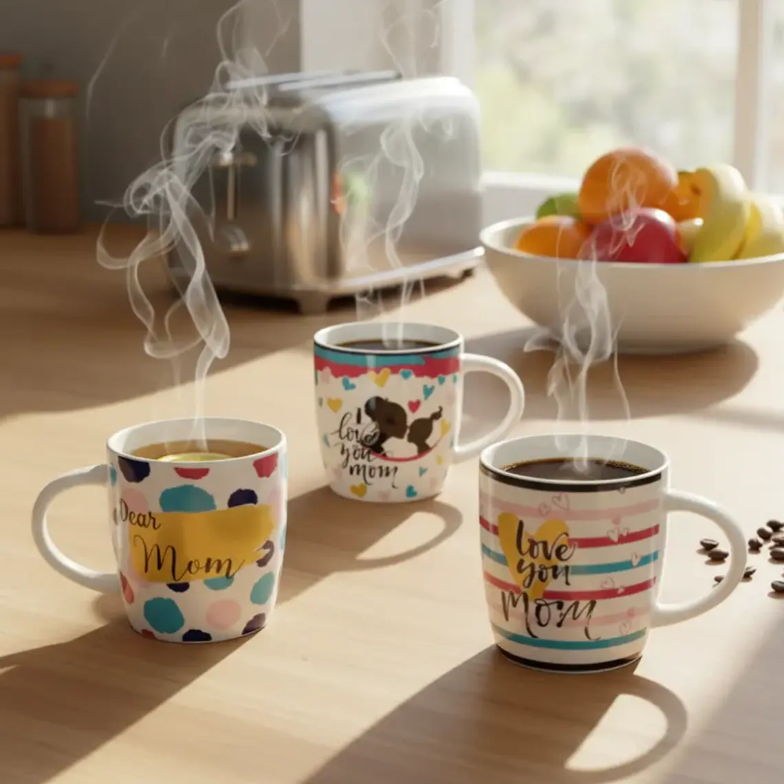 Set x6 Tazón De Cerámica Regalo Para Mamá Diseño 3