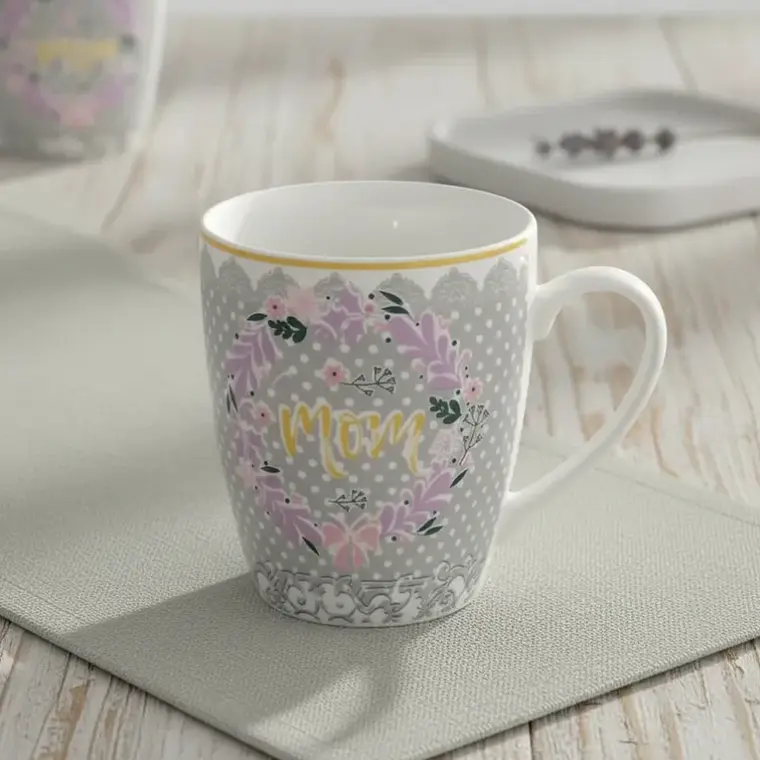 Set x6 Tazón De Cerámica Día De La Madre Mamá Diseño Floral 4