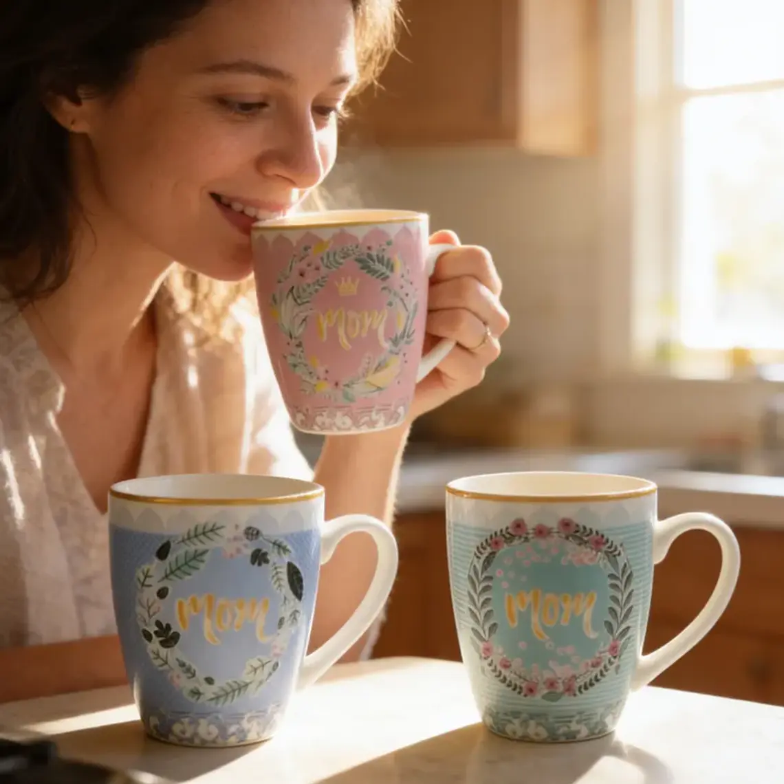 Set x6 Tazón De Cerámica Día De La Madre Mamá Diseño Floral 6