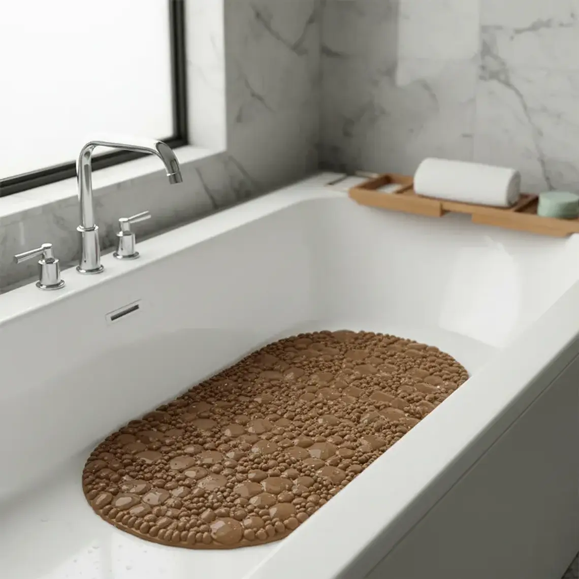 Alfombra antideslizante para tina con ventosas 64x33 cm 1