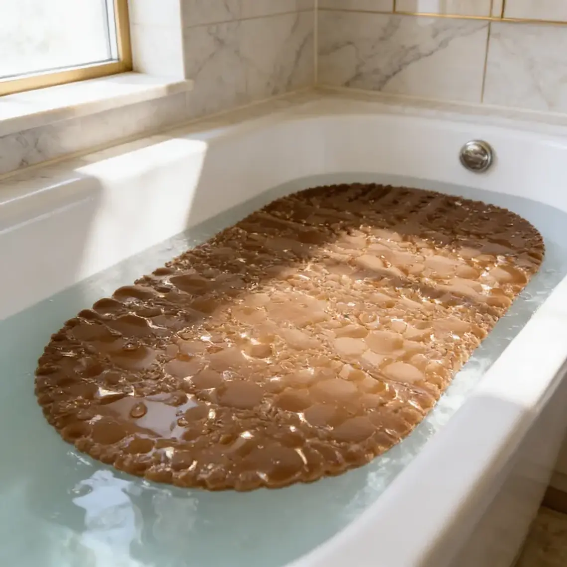 Alfombra antideslizante para tina con ventosas 64x33 cm 2