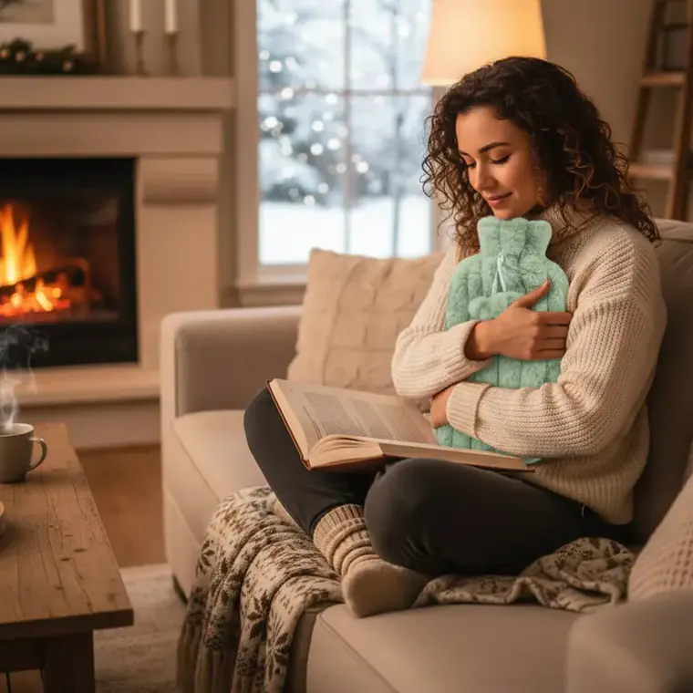 Guatero Bolsa De Agua Caliente 2 Litros Con Funda De Peluche 4
