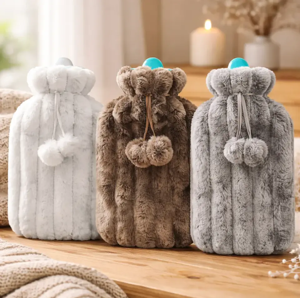 Guatero Bolsa De Agua Caliente 2 Litros Con Funda De Peluche 5