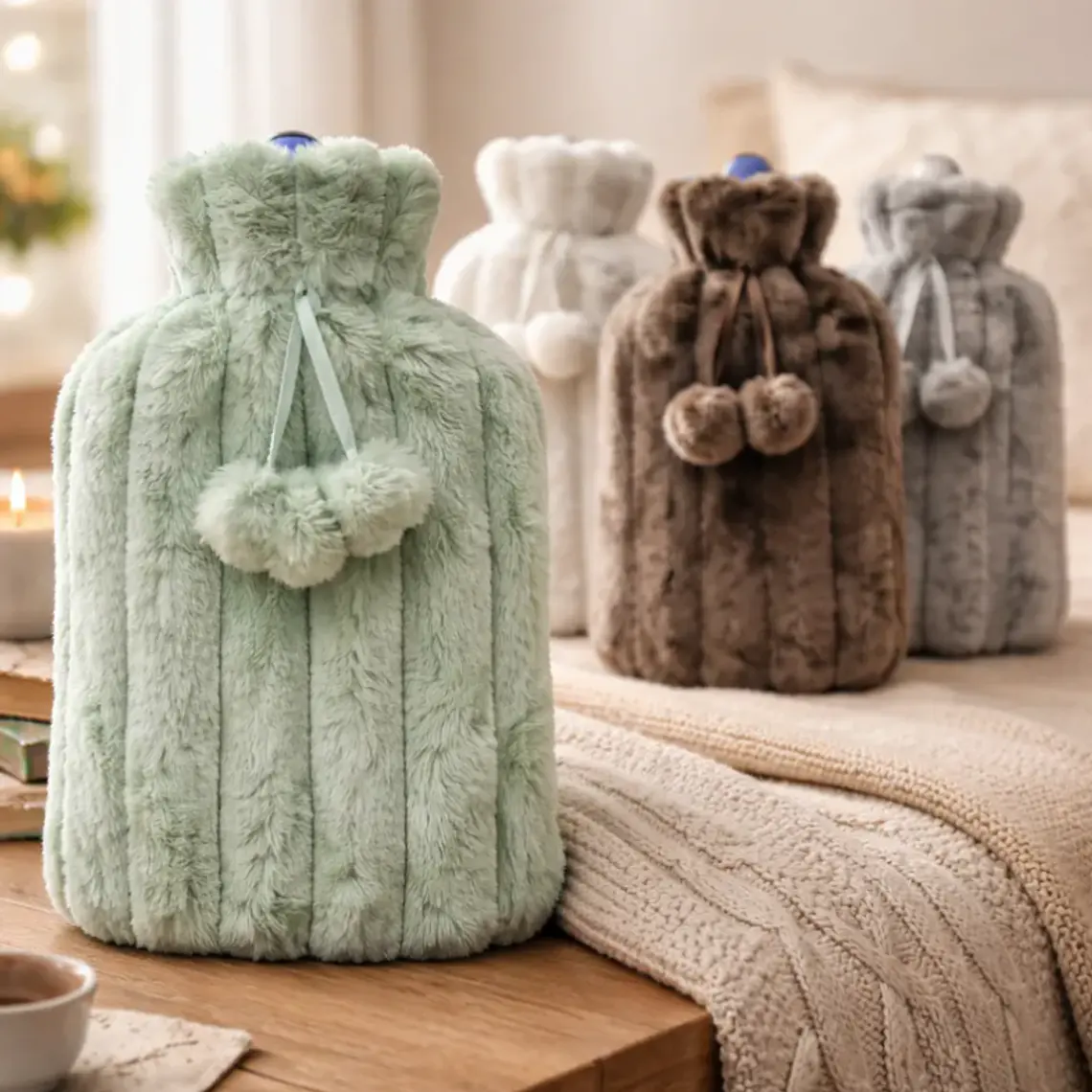 Guatero Bolsa De Agua Caliente 2 Litros Con Funda De Peluche 6