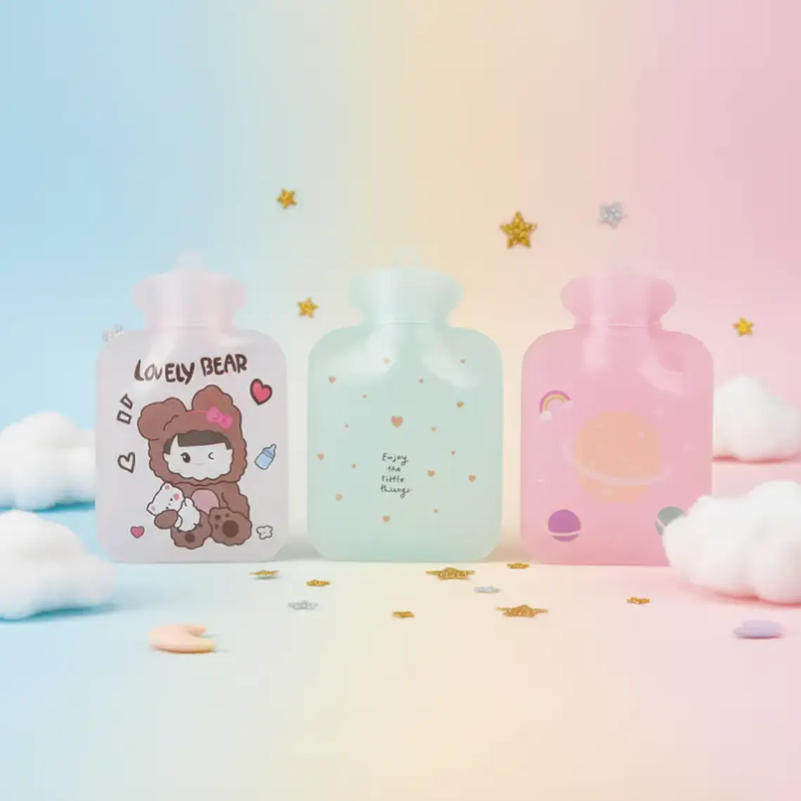 Pack x12 Guatero De Mano Kawaii 600ml Diseños 1