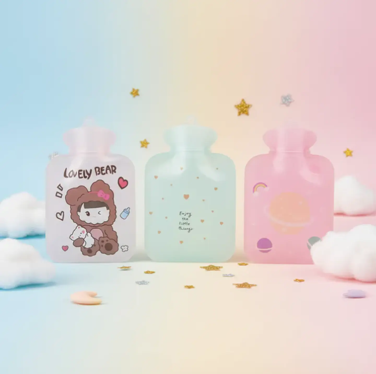Pack x12 Guatero De Mano Kawaii 600ml Diseños 1