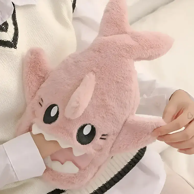 Guatero De Peluche Forrado Tiburón Infantil Kawaii 1000ml 3