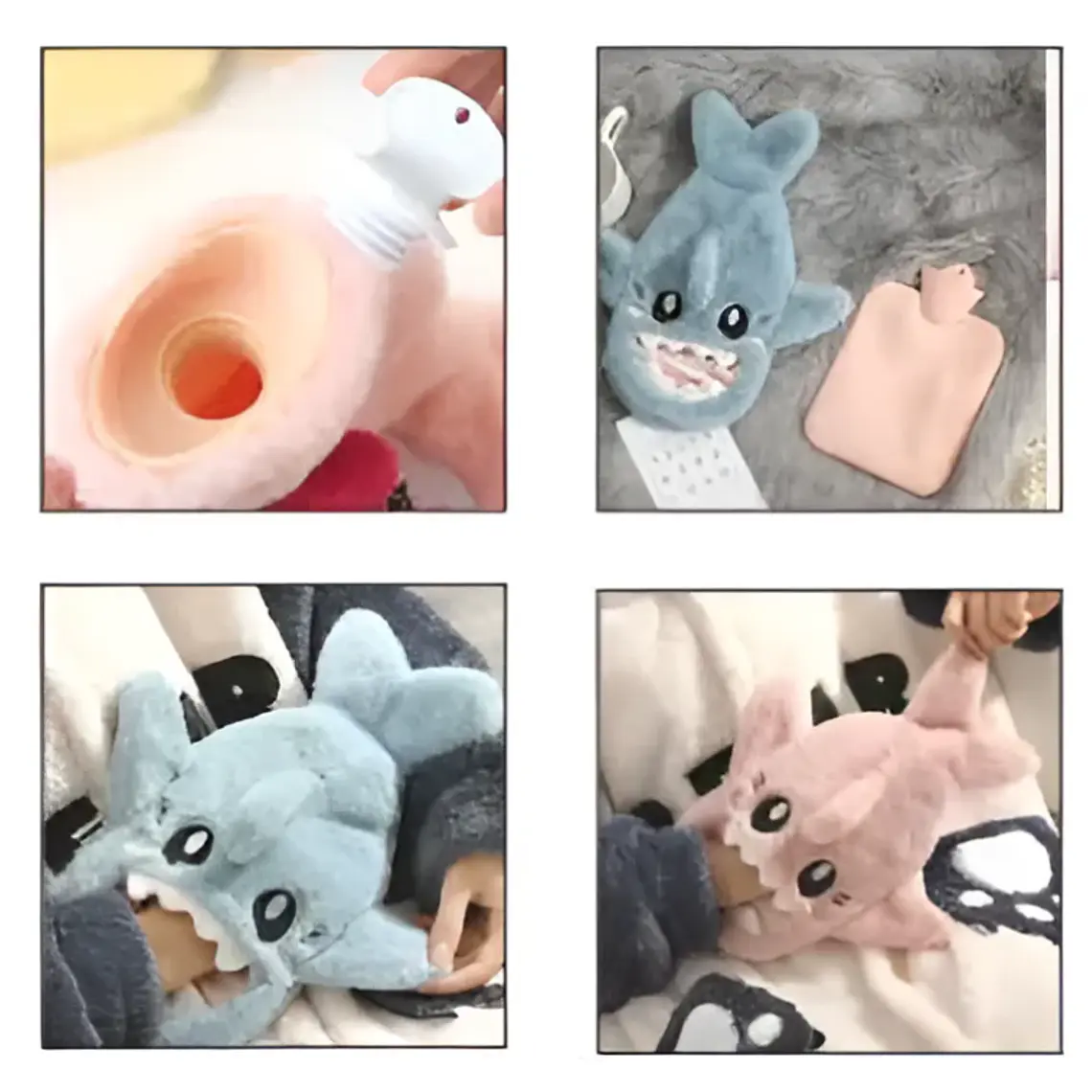 Guatero De Peluche Forrado Tiburón Infantil Kawaii 1000ml 8