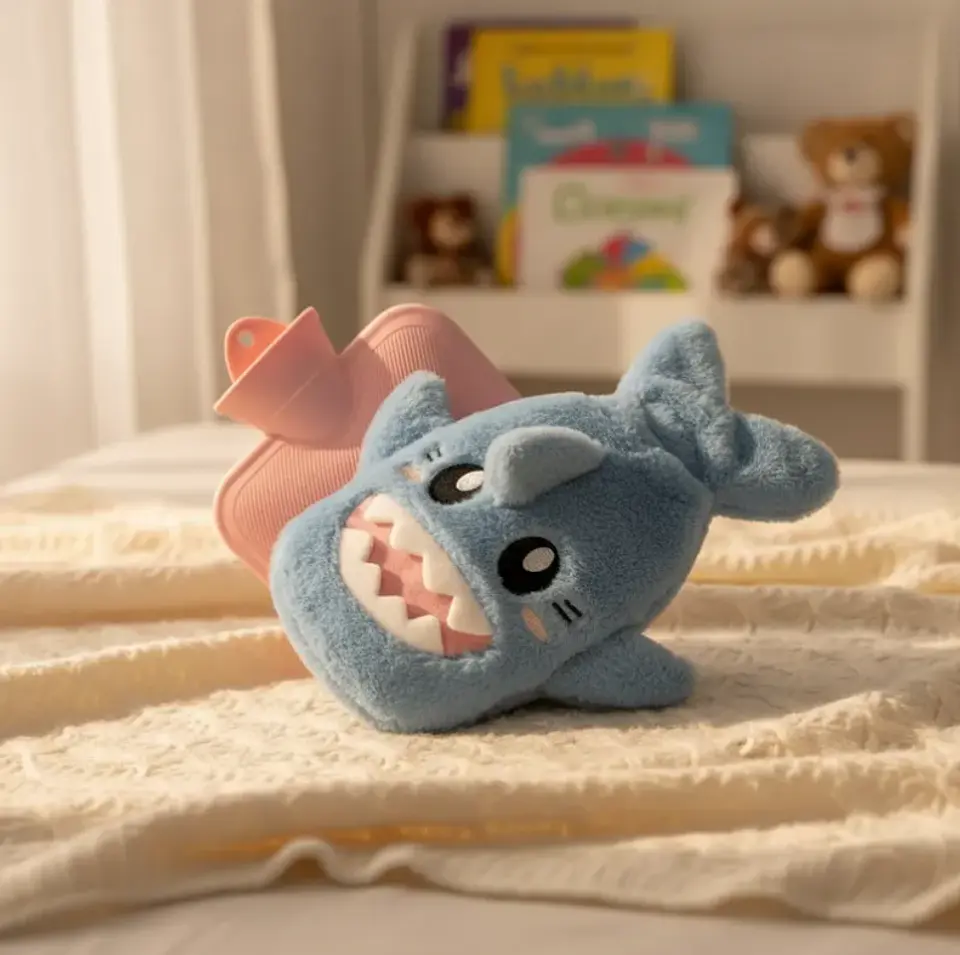Guatero De Peluche Forrado Tiburón Infantil Kawaii 1000ml 5