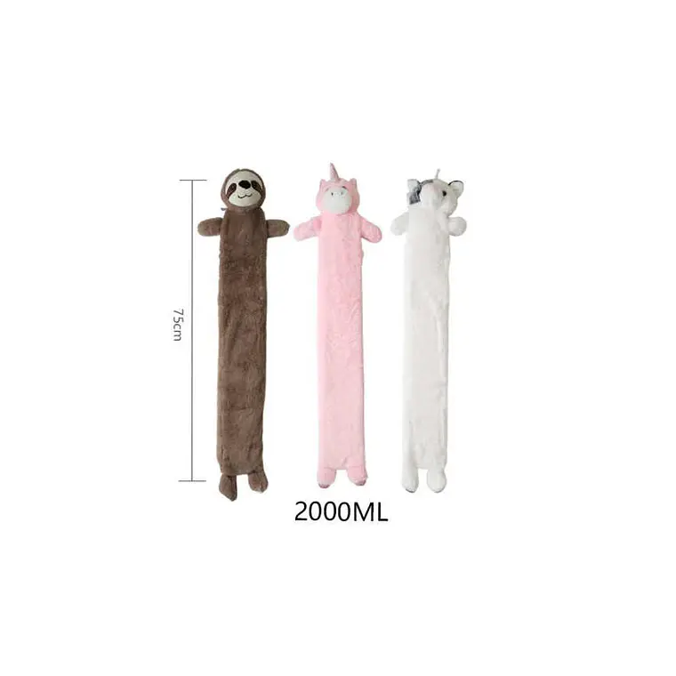 Guatero Largo 2 Litros Con Funda De Peluche Animalitos 75cm 4