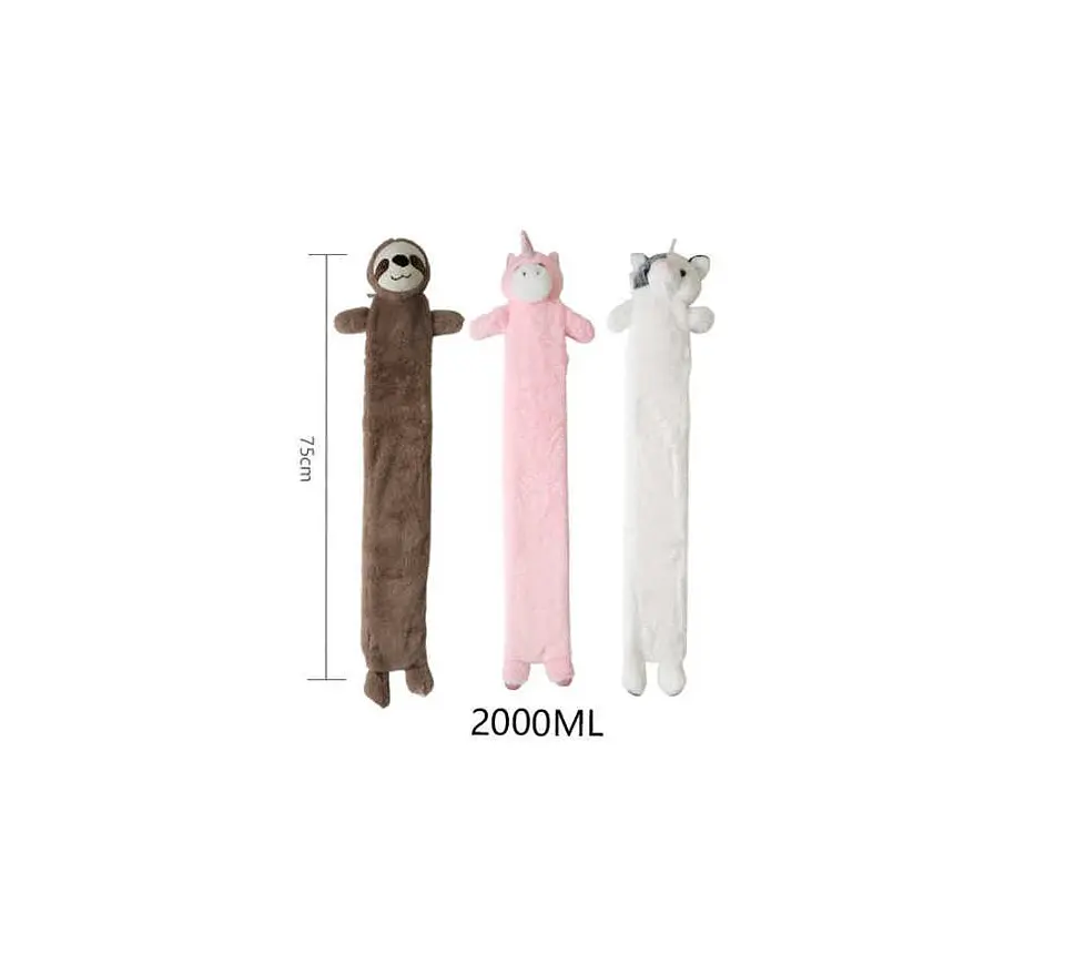 Guatero Largo 2 Litros Con Funda De Peluche Animalitos 75cm 4