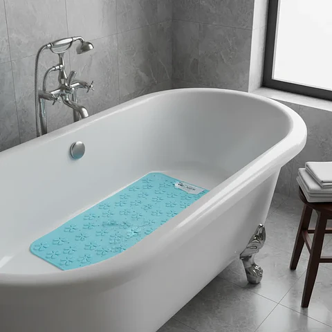 Alfombra Baño Antideslizante 35x68cm con Ventosas Flores