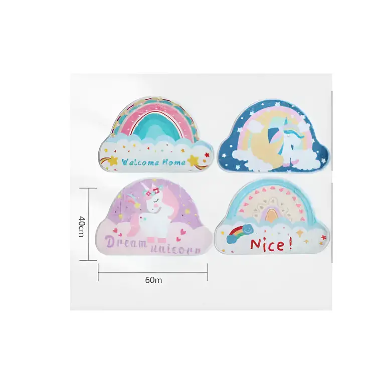 Alfombra Infantil Diseño Unicornio Arcoíris 40x60cm 4