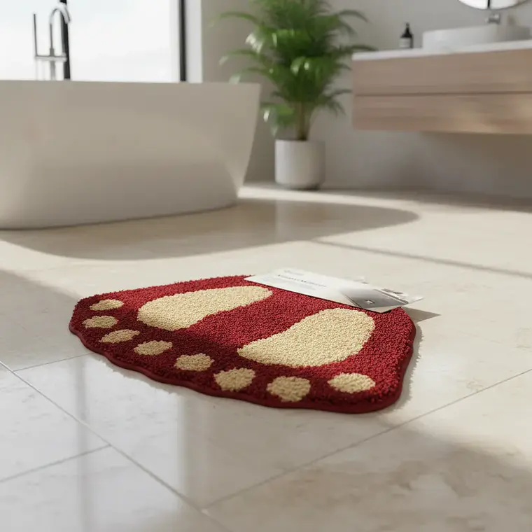 Alfombra de baño genérica 60x40 cm forma pies antideslizante 3