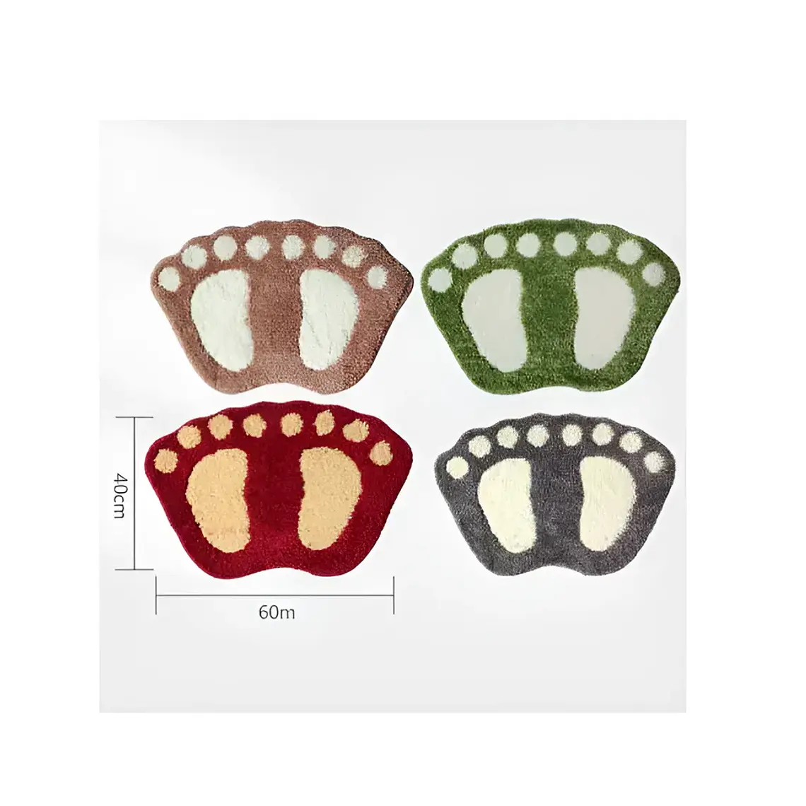 Alfombra de baño genérica 60x40 cm forma pies antideslizante 4