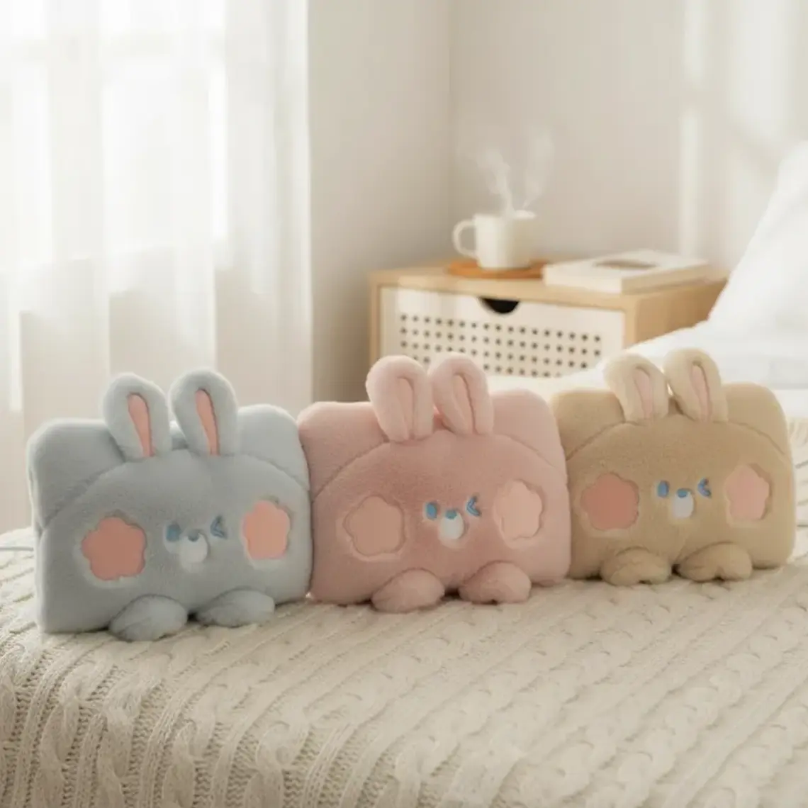 Guatero Eléctrico Calientamanos De Peluche Diseño Conejo Kawaii 4