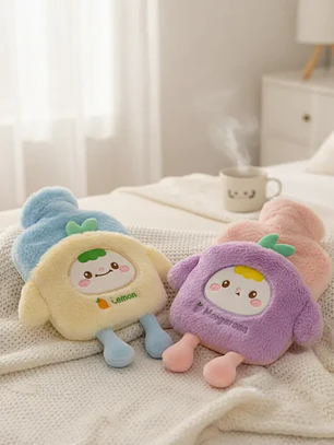 Guatero De Agua Caliente 1000ml Con Funda De Peluche Kawaii