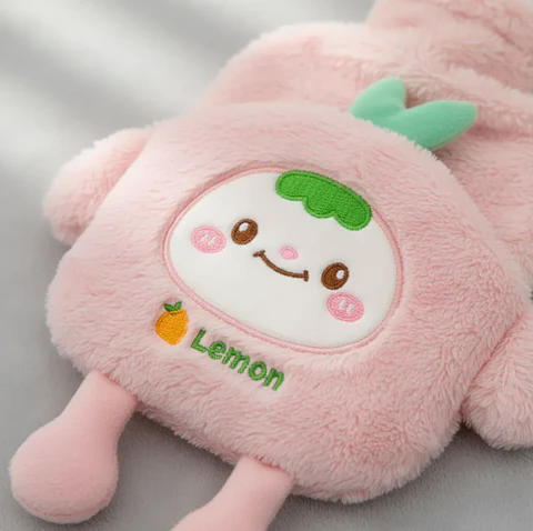 Guatero De Agua Caliente 1000ml Con Funda De Peluche Kawaii