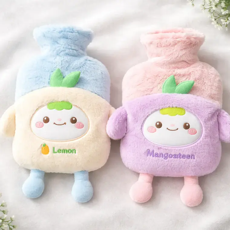 Guatero De Agua Caliente 1000ml Con Funda De Peluche Kawaii 3