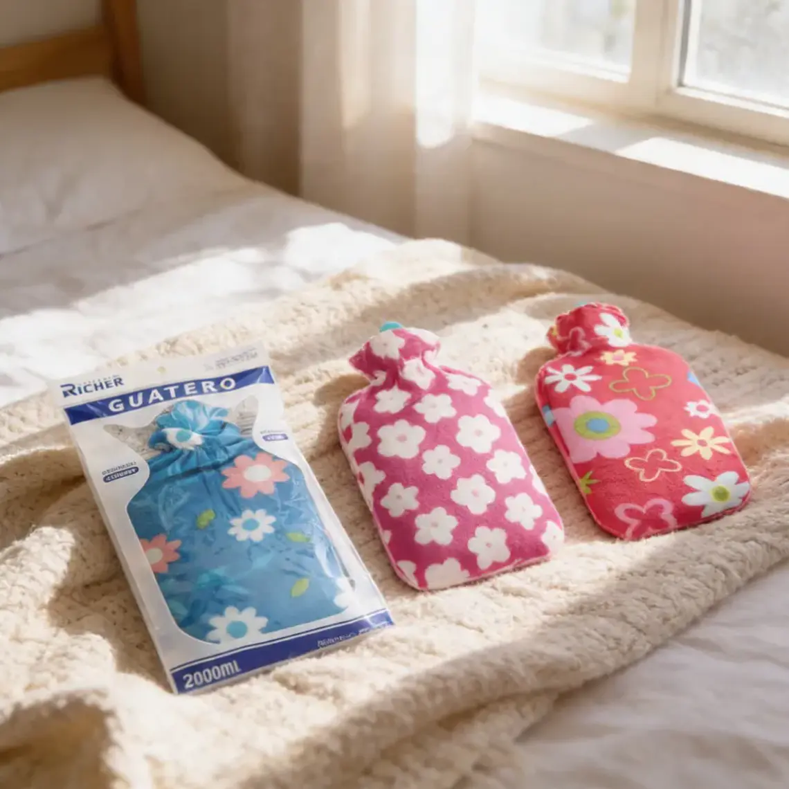 Guatero Bolsa De Agua Caliente 2 Litros Con Funda Polar 1