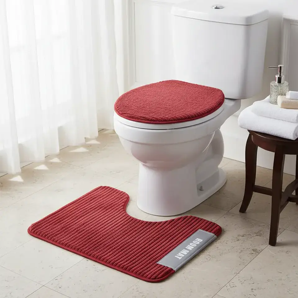 Set de Baño 2 Piezas Alfombra y Cubre WC Antideslizante 2