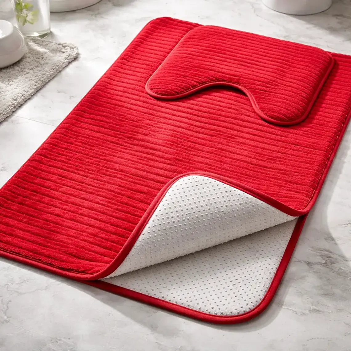 Set de Baño 2 Piezas Alfombra y Cubre WC Antideslizante 3