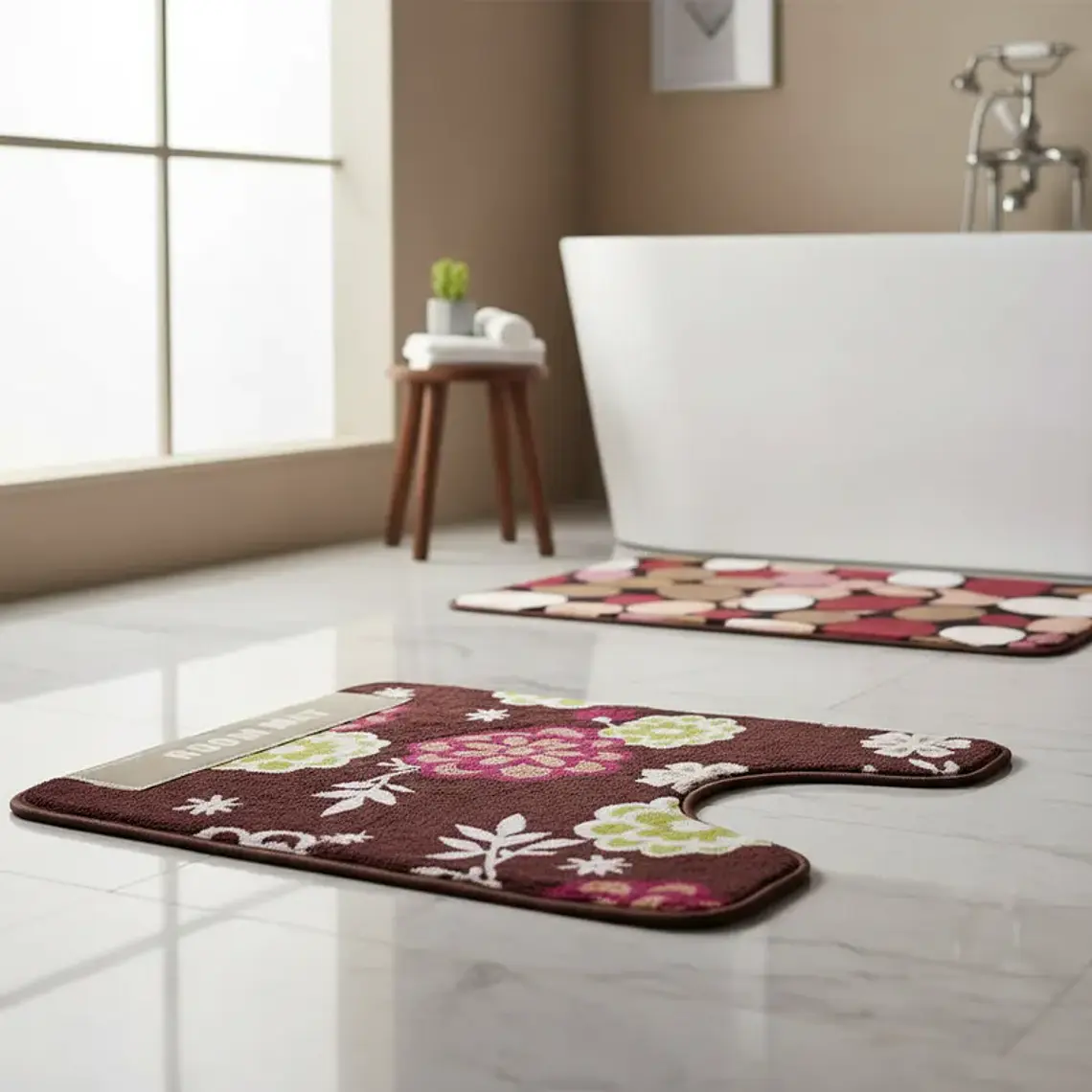 Set Baño 2 Piezas Alfombra y Cubre piso Antideslizante 2