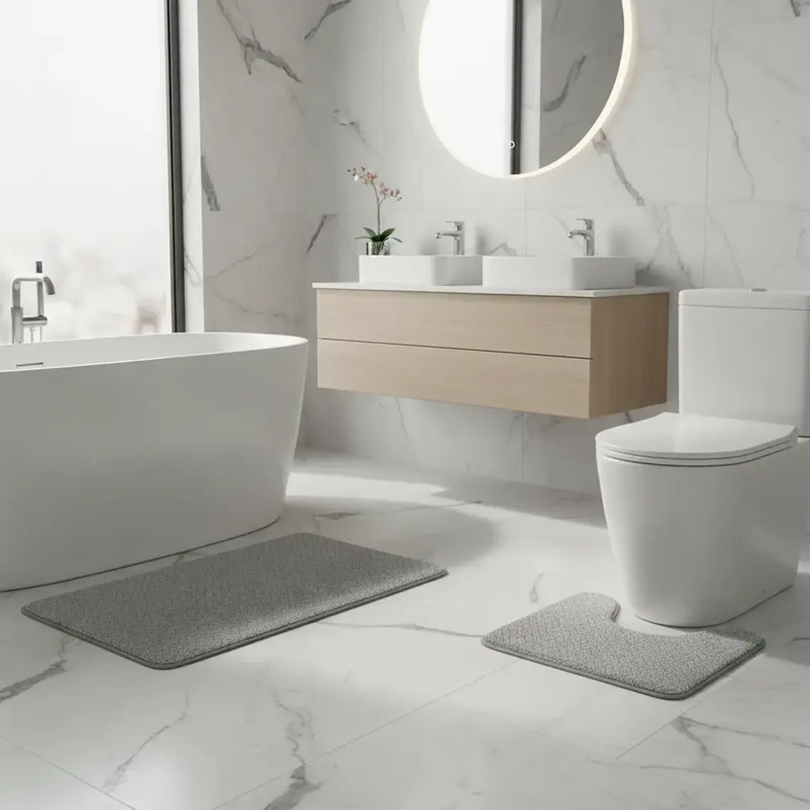 Set 3 piezas Alfombra de baño rectangular 50x80 cm 1
