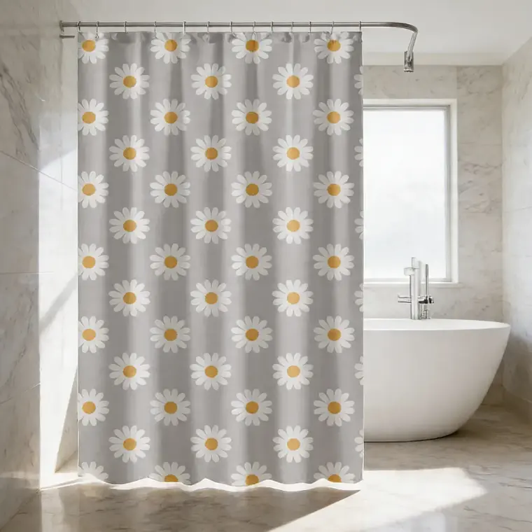 cortina de baño con diseño de flores  5