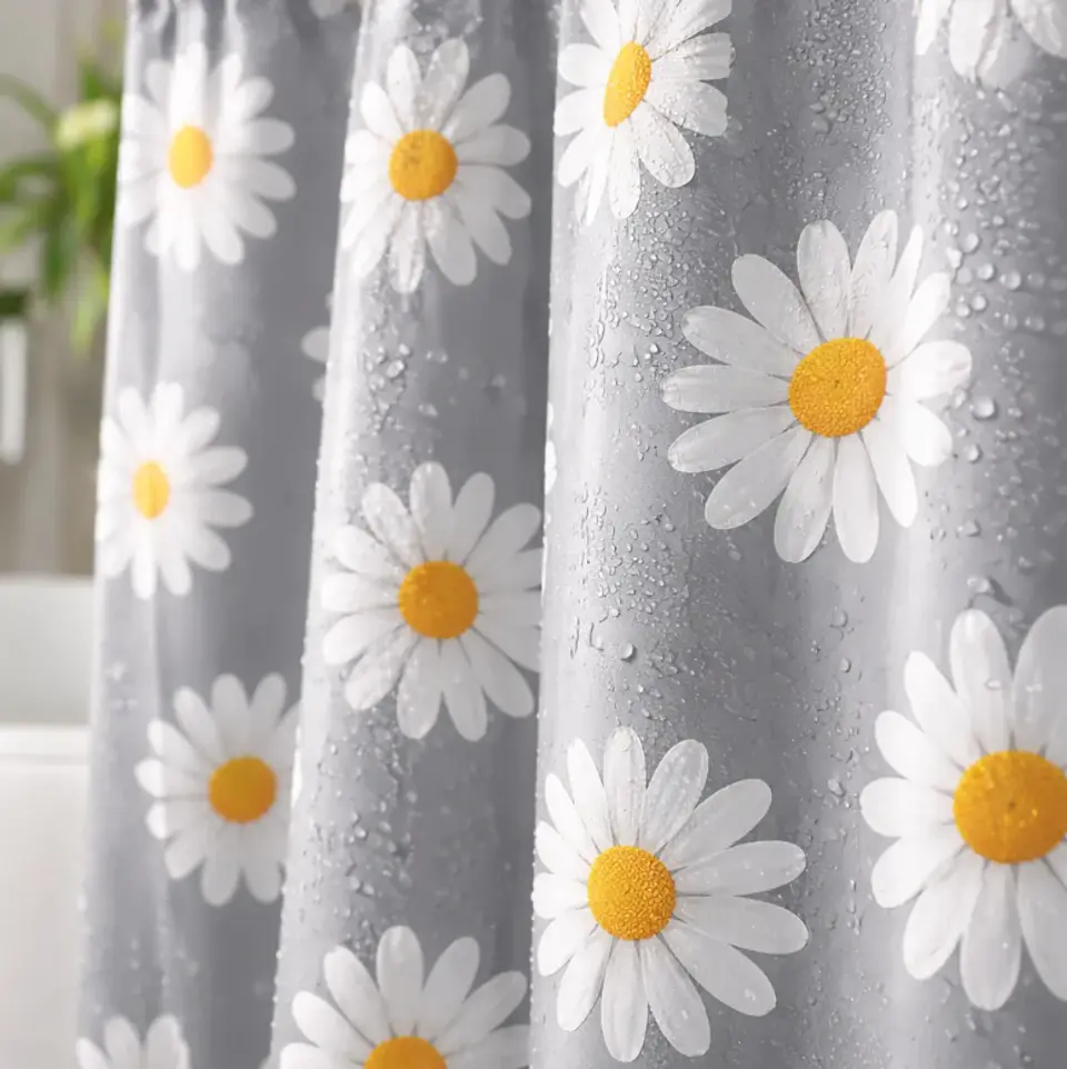 cortina de baño con diseño de flores  7