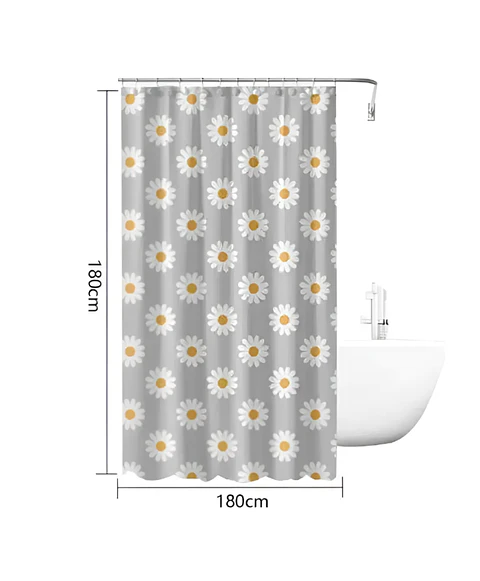 cortina de baño con diseño de flores 