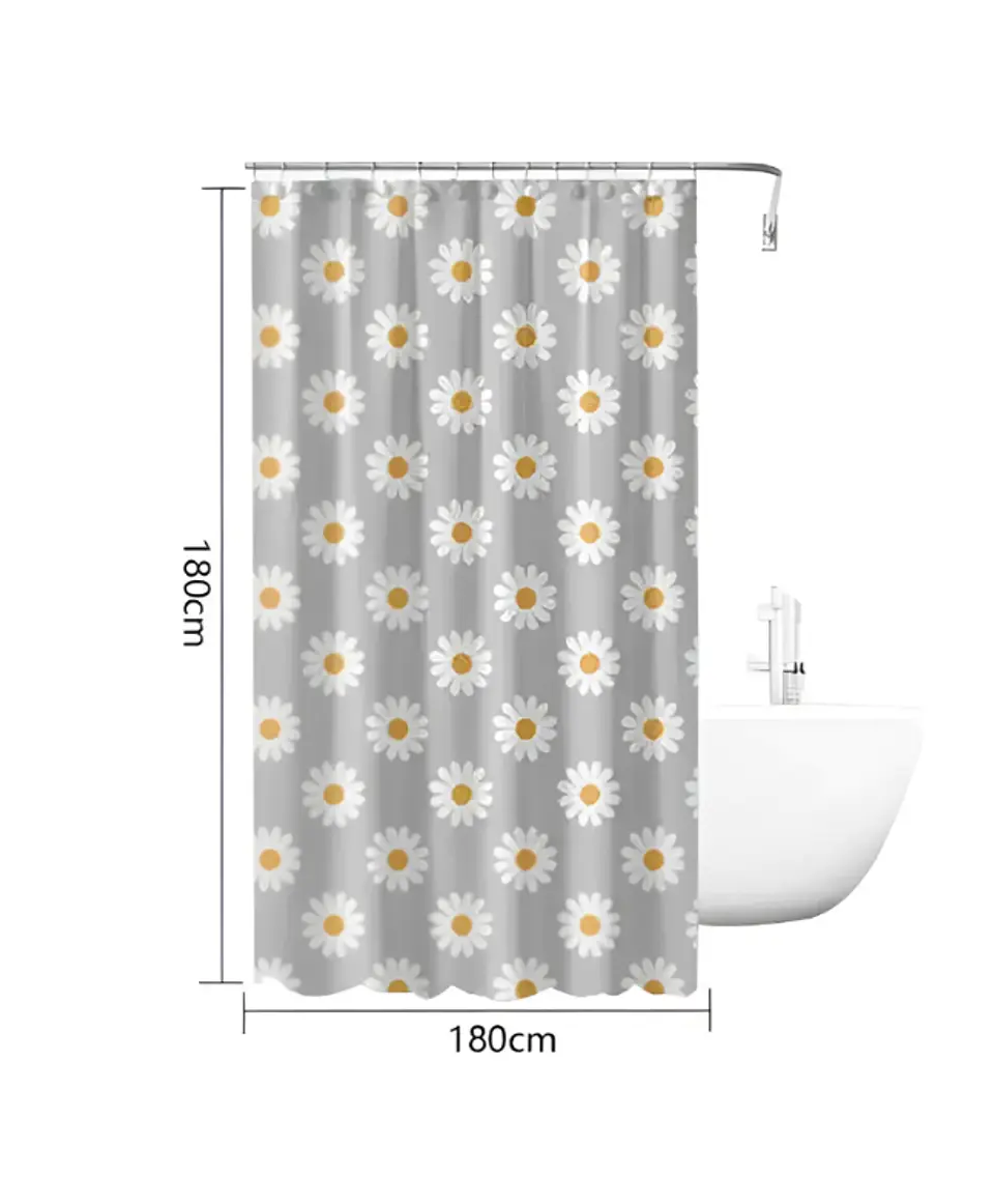 cortina de baño con diseño de flores  2