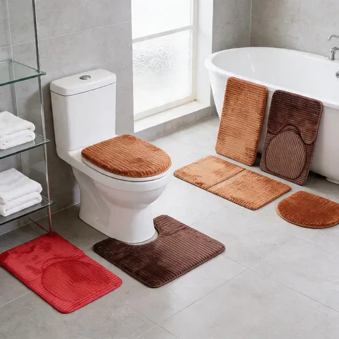 Set Baño 3 Piezas Alfombra Antideslizante 50x80cm