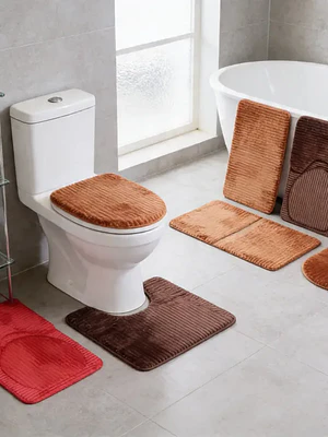 Set Baño 3 Piezas Alfombra Antideslizante 50x80cm