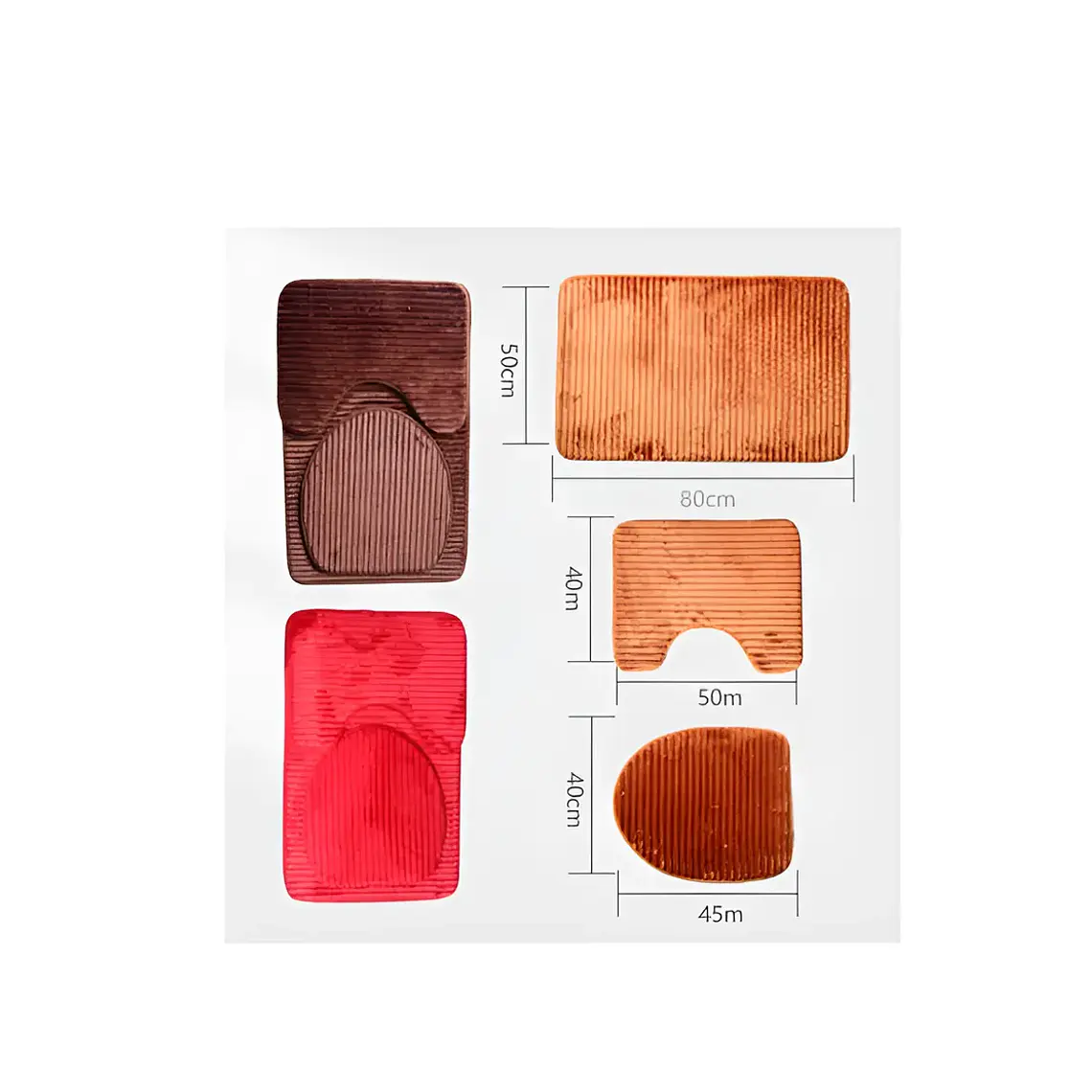 Set Baño 3 Piezas Alfombra Antideslizante 50x80cm 6