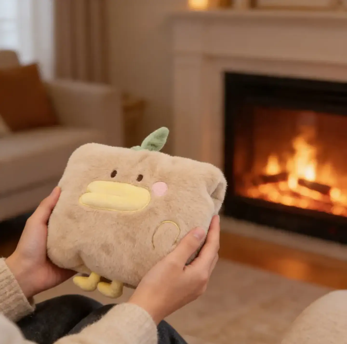 Guatero Eléctrico Recargable Peluche Pato Kawaii Calienta Manos 3