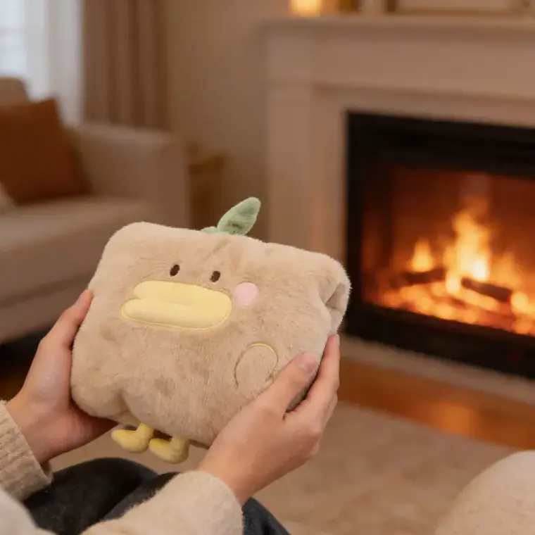 Guatero Eléctrico Recargable Peluche Pato Kawaii Calienta Manos 3