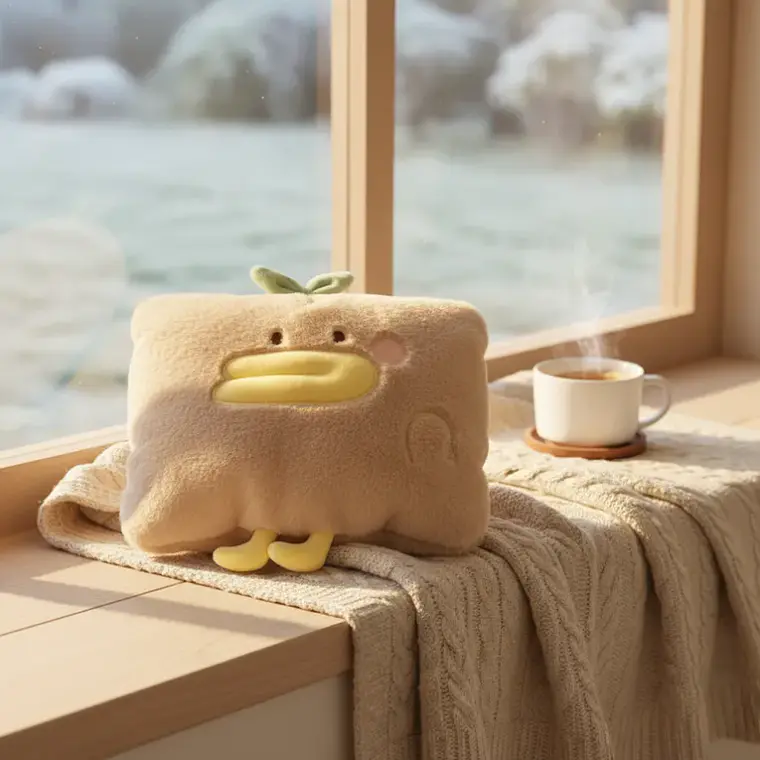 Guatero Eléctrico Recargable Peluche Pato Kawaii Calienta Manos 6